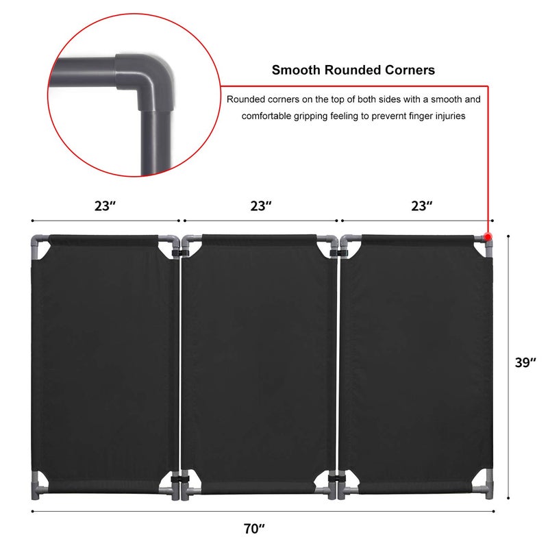 Reliancer 3 Panels Safety Barricade 5.8FT Foldable Security Sign Barrier Gate with Heavy Duty PVC Frame High Visibility Caution Symbol Crowd Control Restricted Area Pedestrian Barricade Traffic Fence Black - Image 2